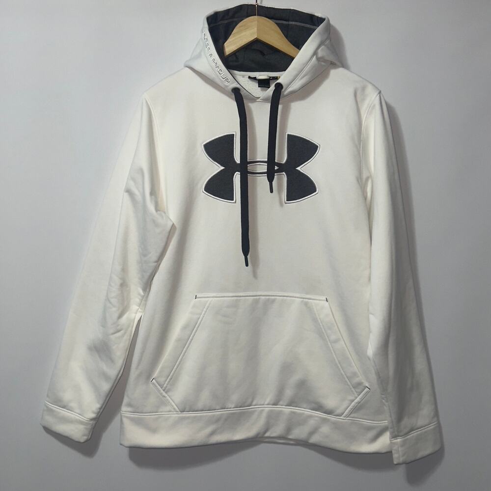 Under Armour White Hoodie w/ gray Logo | “Loose” Fit | medium
